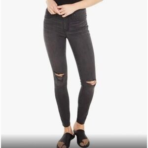 madewell black ripped skinny jeans